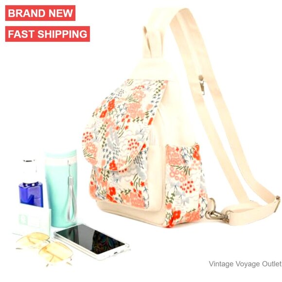 Canvas Sling Backpack Purse with Embroidery, Travel Crossbody Bag for Women main image 4